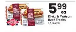 Safeway Dietz & Watson Beef Franks offer