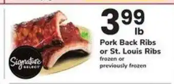 Safeway Pork Back Ribs or St Louis Ribs offer