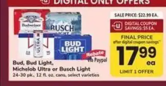 Safeway Bud, Bud Light, Michelob Ultra or Busch Light offer