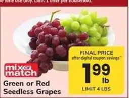 Safeway Green or Red Seedless Grapes offer