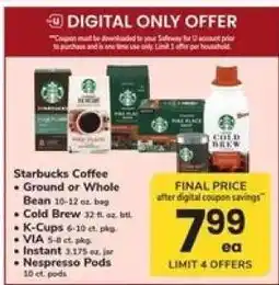 Safeway Starbucks Coffee offer
