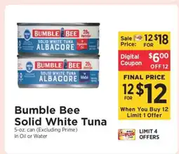 ShopRite Bumble Bee Solid White Tuna offer