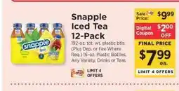 ShopRite Snapple Iced Tea 12-Pack offer