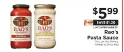 ShopRite Rao's Pasta Sauce offer