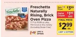 ShopRite Freschetta Naturally Rising, Brick Oven Pizza offer