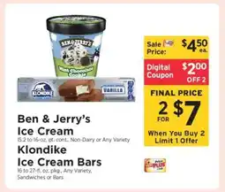 ShopRite Ben & Jerry’s Ice Cream, Klondike Ice Cream Bars offer