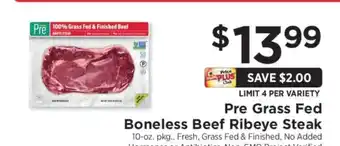 ShopRite Pre Grass Fed Boneless Beef Ribeye Steak offer