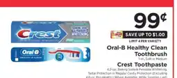 ShopRite Oral-B Healthy Clean Toothbrush / Crest Toothpaste offer