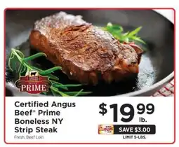 ShopRite Certified Angus Beef Prime Boneless NY Strip Steak offer