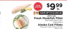 ShopRite Fresh Monkfish Fillet or Alaska Cod Fillets offer
