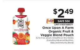 ShopRite Once Upon a Farm Organic Fruit & Veggie Blend Pouch offer