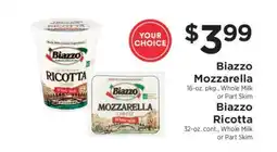 ShopRite Biazzo Mozzarella or Ricotta offer