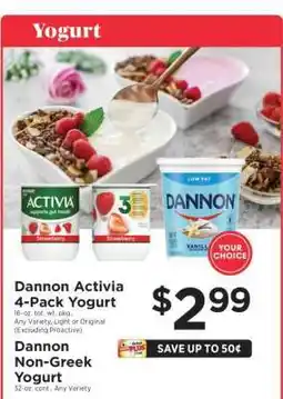 ShopRite Dannon Activia 4-Pack Yogurt / Dannon Non-Greek Yogurt offer