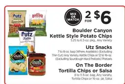 ShopRite Boulder Canyon Kettle Style Potato Chips, Utz Snacks, On the Border Tortilla Chips or Salsa offer