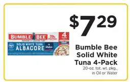 ShopRite Bumble Bee Solid White Tuna 4 Pack offer
