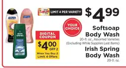 ShopRite Softsoap/Irish Spring Body Wash offer