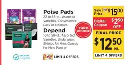 ShopRite Poise Pads / Depend offer