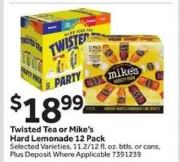 Stop&Shop Twisted Tea or Mike's Hard Lemonade 12 Pack offer
