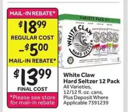 Stop&Shop White Claw Hard Seltzer 12 Pack offer