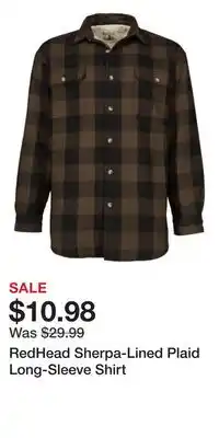 Cabela's RedHead Sherpa-Lined Plaid Long-Sleeve Shirt offer