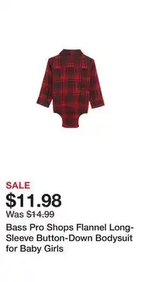 Cabela's Bass Pro Shops Flannel Long-Sleeve Button-Down Bodysuit for Baby Girls offer