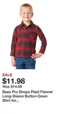 Cabela's Bass Pro Shops Plaid Flannel Long-Sleeve Button-Down Shirt for Toddler Girls offer
