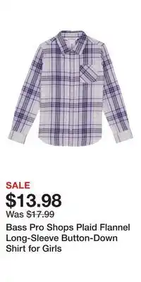 Cabela's Bass Pro Shops Plaid Flannel Long-Sleeve Button-Down Shirt for Girls offer