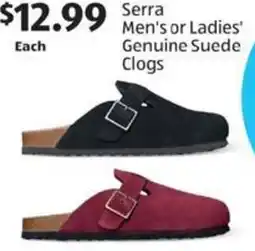 Aldi Serra Men's or Ladies' Genuine Suede Clogs offer