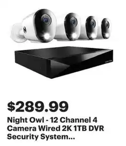 Best Buy Night Owl - 12 Channel 4 Camera Wired 2K 1TB DVR Security System offer