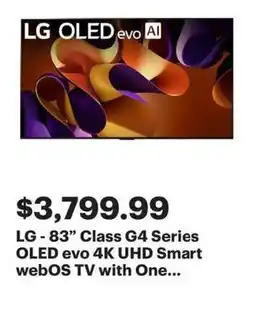 Best Buy LG 83" Class G4 Series OLED evo 4K UHD Smart webOS TV with One... offer