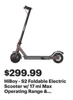 Best Buy HiBoy - S2 Foldable Electric Scooter w/ 17 mi Max Operating Range &... offer