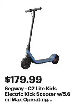Best Buy Segway - C2 Lite Kids Electric Kick Scooter w/5.6 mi Max Operating... offer