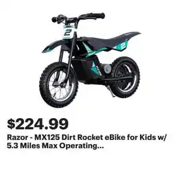 Best Buy Razor - MX125 Dirt Rocket eBike for Kids w/ 5.3 Miles Max Operating... offer