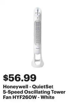 Best Buy Honeywell - QuietSet 5-Speed Oscillating Tower Fan HYF260W - White offer