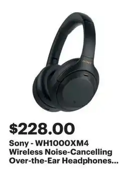 Best Buy Sony WH1000XM4 Wireless Noise-Cancelling Over-the-Ear Headphones... offer