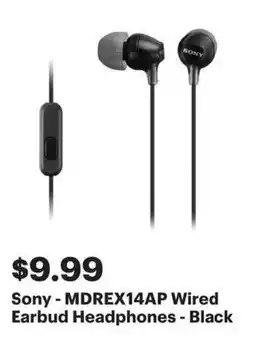 Best Buy Sony MDREX14AP Wired Earbud Headphones - Black offer