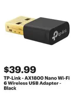 Best Buy TP-Link- AX1800 Nano Wi-Fi 6 Wireless USB Adapter - Black offer