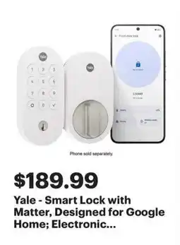Best Buy Yale - Smart Lock with Matter, Designed for Google Home; Electronic... offer