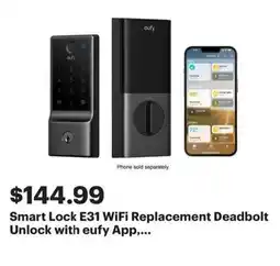 Best Buy Smart Lock E31 WiFi Replacement Deadbolt Unlock with eufy App,... offer
