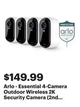 Best Buy Arlo - Essential 4-Camera Outdoor Wireless 2K Security Camera (2nd... offer