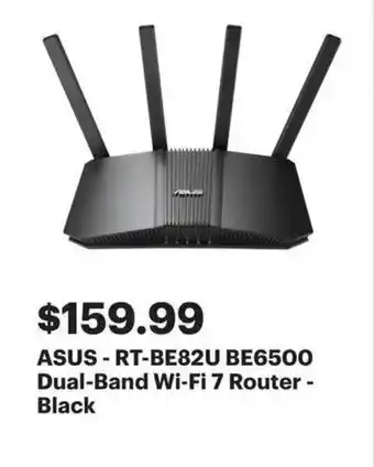 Best Buy ASUS-RT-BE82U BE6500 Dual-Band Wi-Fi 7 Router - Black offer