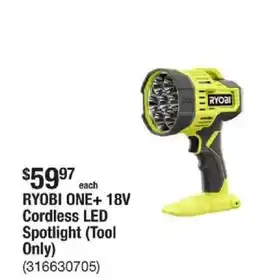The Home Depot Ryobi one+ 18v cordless led spotlight (tool only) offer