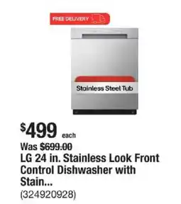 The Home Depot Lg 24 in. stainless look front control dishwasher offer