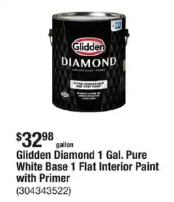 The Home Depot Glidden diamond 1 gal. pure white base 1 flat interior paint with primer offer