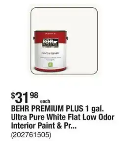 The Home Depot Behr premium plus 1 gal. ultra pure white offer