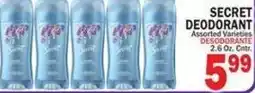 Bravo Supermarkets Secret deodorant offer
