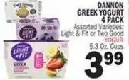 Bravo Supermarkets Dannon greek yogurt 4 pack offer
