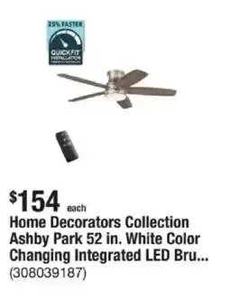 The Home Depot Home Decorators Collection Ashby Park 52 in. White Color Changing Integrated LED Bru... offer