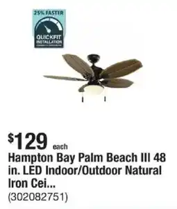 The Home Depot Hampton Bay Palm Beach III 48 in. LED Indoor/Outdoor Natural Iron Cei... offer