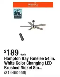 The Home Depot Hampton Bay Fanelee 54 in. White Color Changing LED Brushed Nickel Sm... offer